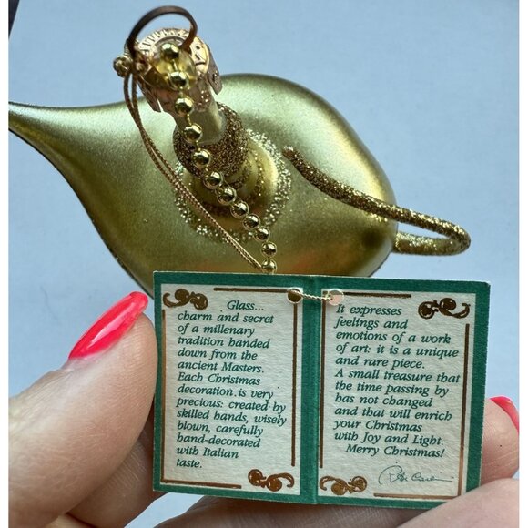Soffiera De Carlini Blown Glass Genie Lamp Christmas Ornament 1990s Collectible - Picture 6 of 7